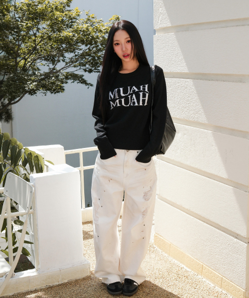 muahmuah（ムーアムーア）の「ジャカード ウール クロップドニット [ブラック]（ニット/セーター・レディース・その他・FREE）」の7枚目の写真