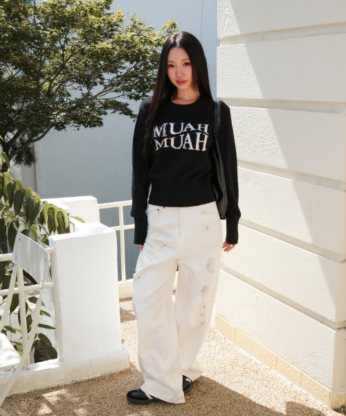 muahmuah（ムーアムーア）の「ジャカード ウール クロップドニット [ブラック]（ニット/セーター・レディース・その他・FREE）」の8枚目の写真