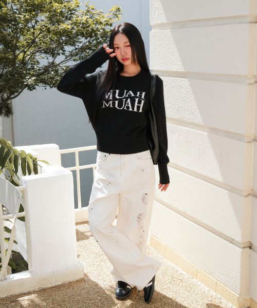 muahmuah（ムーアムーア）の「ジャカード ウール クロップドニット [ブラック]（ニット/セーター・レディース・その他・FREE）」の9枚目の写真