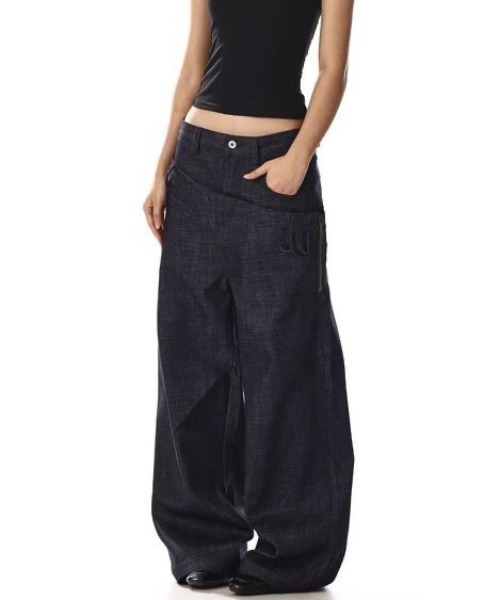 FreeZone(フリーゾーン)の「オフセットクロスデザイン ビッグワイドデニムパンツ(デニムパンツ・メンズ・ブルー・S/M/L)」の20枚目の写真