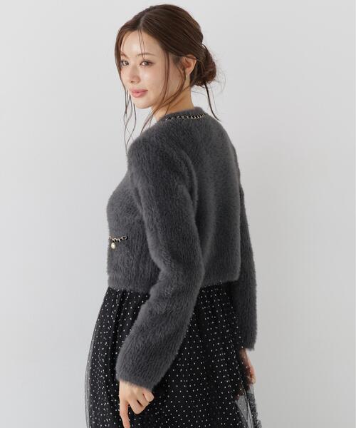 PROPORTION BODY DRESSING(プロポーションボディドレッシング)の「チェーン付きふわニットカーディガン / 1216274004(カーディガン/ボレロ・レディース・ホワイト系その他/ダークグレー/ブラウン系その他・FREE)」の10枚目の写真