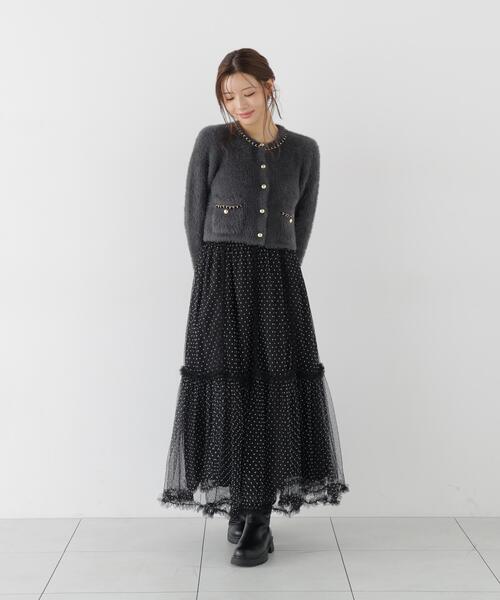 PROPORTION BODY DRESSING(プロポーションボディドレッシング)の「チェーン付きふわニットカーディガン / 1216274004(カーディガン/ボレロ・レディース・ホワイト系その他/ダークグレー/ブラウン系その他・FREE)」の12枚目の写真