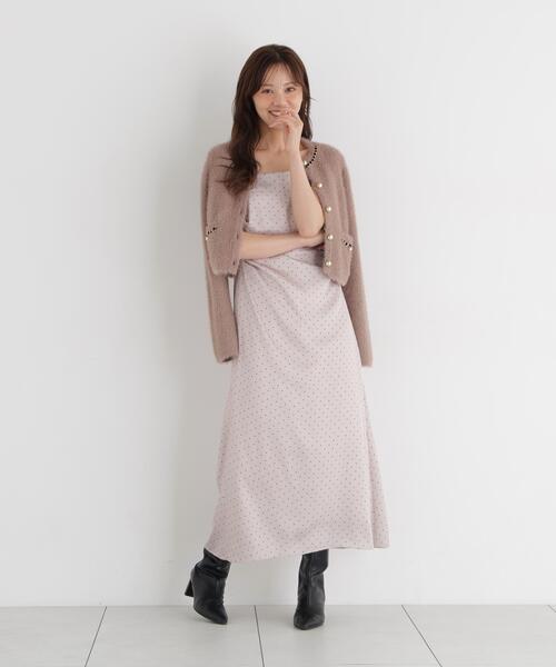 PROPORTION BODY DRESSING(プロポーションボディドレッシング)の「チェーン付きふわニットカーディガン / 1216274004(カーディガン/ボレロ・レディース・ホワイト系その他/ダークグレー/ブラウン系その他・FREE)」の4枚目の写真