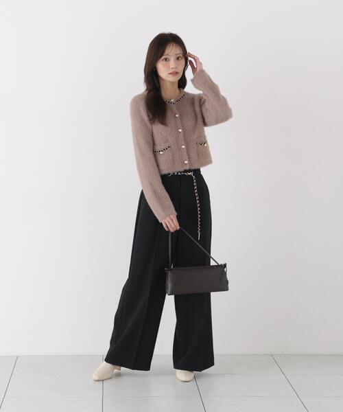 PROPORTION BODY DRESSING(プロポーションボディドレッシング)の「チェーン付きふわニットカーディガン / 1216274004(カーディガン/ボレロ・レディース・ホワイト系その他/ダークグレー/ブラウン系その他・FREE)」の7枚目の写真
