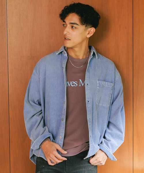 BAYFLOW(ベイフロー)の「ヴィンテージライクコーデュロイシャツ(シャツ/ブラウス・メンズ・ブルー/チャコール/ベージュ・LARGE/MEDIUM)」の1枚目の写真