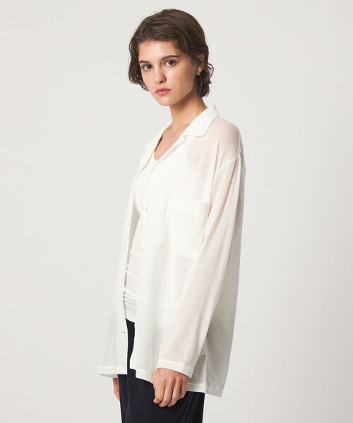 john masters UNITED ARROWS（ジョンマスターユナイテッドアローズ）の「＜john masters UNITED ARROWS＞アルガンオイル ロングスリーブシャツ（シャツ/ブラウス・レディース・ホワイト/モカ・FREE）」の7枚目の写真