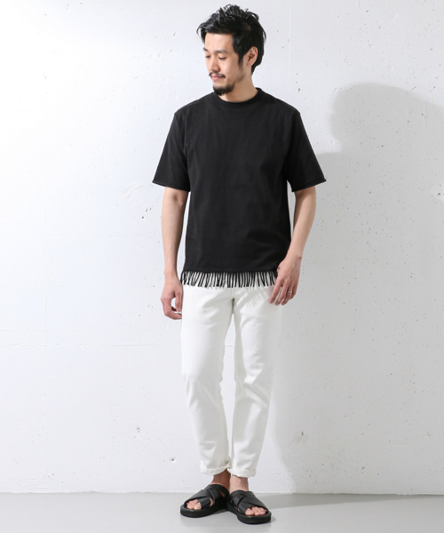 URBAN RESEARCH DOORS MENS（アーバンリサーチ ドアーズ メンズ）の「DOORS フリンジTシャツ（Tシャツ/カットソー・メンズ・ホワイト/ブラック・38/40）」の5枚目の写真