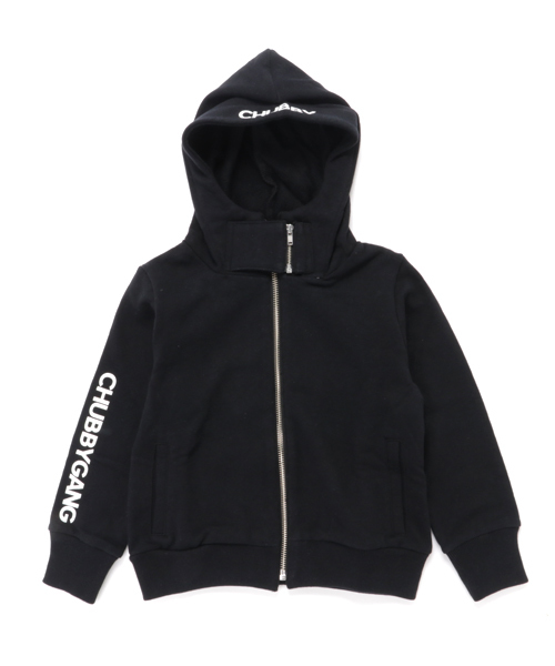 CHUBBYGANG（チャビーギャング）の「ハイネックジップアップ裏毛パーカー（パーカー・キッズ・ブラック/ライトグレー・110/130/160/100/120/150/140）」の2枚目の写真