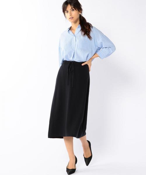 coen（コーエン）の「強撚ニットロングスカート（スカート・レディース・ブラック/ネイビー・MEDIUM/LARGE）」の9枚目の写真