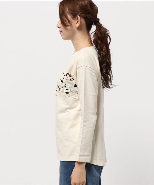 RNA-N(アールエヌエーエヌ)の「M0581 レースコンビワイドプルオーバー(Tシャツ/カットソー・レディース・ブラック/キナリ/マスタード・MEDIUM)」の7枚目の写真