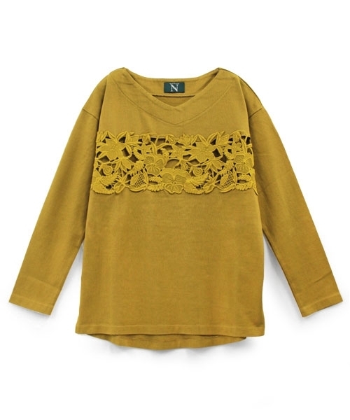 RNA-N(アールエヌエーエヌ)の「M0581 レースコンビワイドプルオーバー(Tシャツ/カットソー・レディース・ブラック/キナリ/マスタード・MEDIUM)」の13枚目の写真
