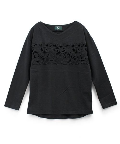 RNA-N(アールエヌエーエヌ)の「M0581 レースコンビワイドプルオーバー(Tシャツ/カットソー・レディース・ブラック/キナリ/マスタード・MEDIUM)」の16枚目の写真