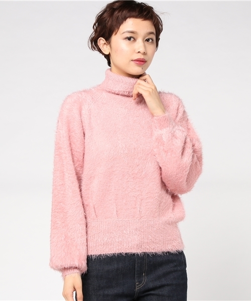 KOBE LETTUCE（コウベレタス）の「着るだけで冬の愛され顔に変身♪Vネックorタートルネック　ショート丈フェザーシャギーニットトップス/レディースセーター/神戸レタス[N1010]（ニット/セーター・レディース・アイボリー/サックスブルー/ピンクベージュ/キャメル/グレー/ブルーグリーン/パープル系その他2/ホワイト系その他2/イエロー系その他2/パープル系その他/イエロー系その他/ピンク系その他/グリーン系その他2/ブルー系その他2/ブルー系その他/ブラック系その他2/ピンク系その他4/ブラック系その他/グリーン系その他/ホワイト系その他/ピンク系その他3/ピンク系その他2・FREE）」の20枚目の写真