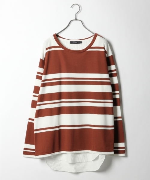 RAGEBLUE(レイジブルー)の「ミニ裏毛パネルボーダーカットソー/745541(Tシャツ/カットソー・メンズ・ブラック/ダークブラウン/マスタード・LARGE/MEDIUM/SMALL)」の1枚目の写真