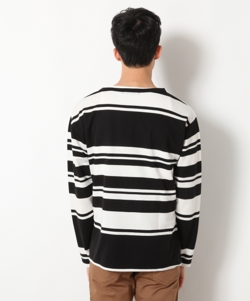 RAGEBLUE(レイジブルー)の「ミニ裏毛パネルボーダーカットソー/745541(Tシャツ/カットソー・メンズ・ブラック/ダークブラウン/マスタード・LARGE/MEDIUM/SMALL)」の6枚目の写真