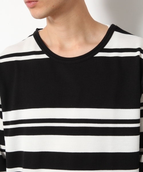 RAGEBLUE(レイジブルー)の「ミニ裏毛パネルボーダーカットソー/745541(Tシャツ/カットソー・メンズ・ブラック/ダークブラウン/マスタード・LARGE/MEDIUM/SMALL)」の7枚目の写真