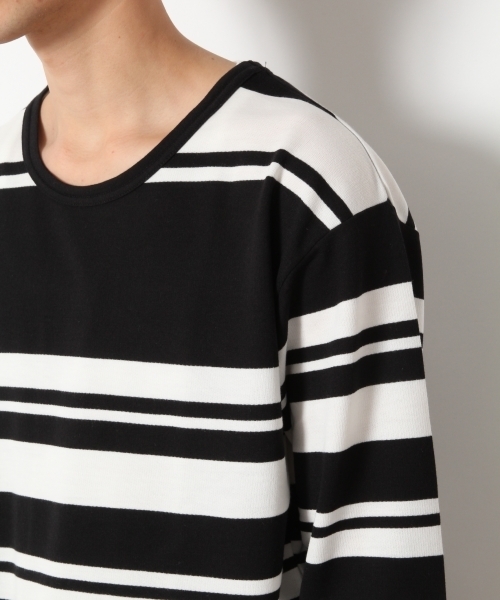 RAGEBLUE(レイジブルー)の「ミニ裏毛パネルボーダーカットソー/745541(Tシャツ/カットソー・メンズ・ブラック/ダークブラウン/マスタード・LARGE/MEDIUM/SMALL)」の9枚目の写真