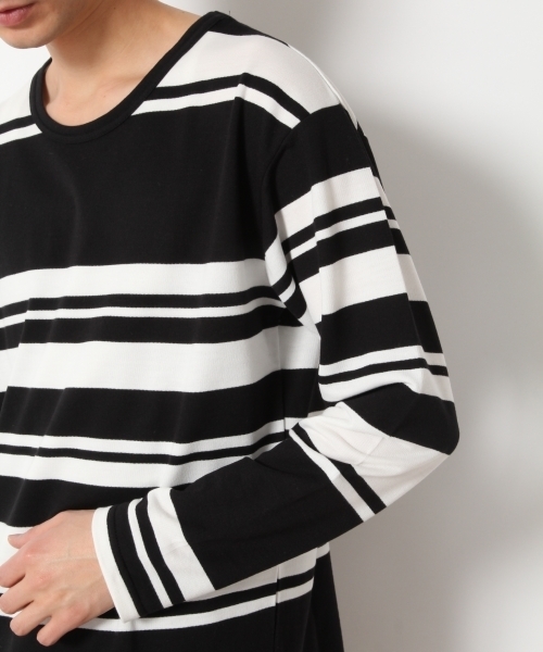 RAGEBLUE(レイジブルー)の「ミニ裏毛パネルボーダーカットソー/745541(Tシャツ/カットソー・メンズ・ブラック/ダークブラウン/マスタード・LARGE/MEDIUM/SMALL)」の10枚目の写真