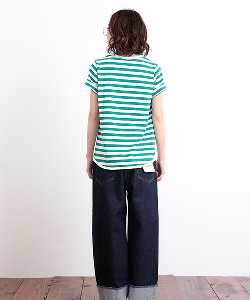 CUBE SUGAR（キューブシュガー）の「11.6ozデニム　裾ダブルストレートパンツ（デニムパンツ・レディース・ネイビー/ブルー・M/S）」の20枚目の写真