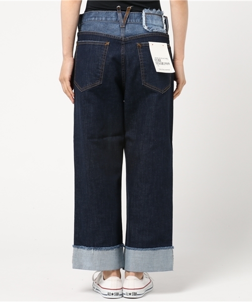 CUBE SUGAR（キューブシュガー）の「11.6ozデニム　裾ダブルストレートパンツ（デニムパンツ・レディース・ネイビー/ブルー・M/S）」の6枚目の写真