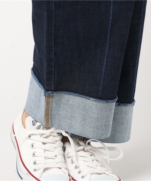 CUBE SUGAR（キューブシュガー）の「11.6ozデニム　裾ダブルストレートパンツ（デニムパンツ・レディース・ネイビー/ブルー・M/S）」の15枚目の写真