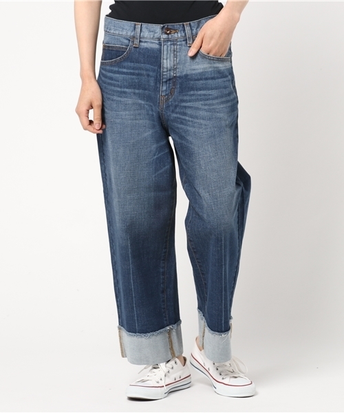 CUBE SUGAR（キューブシュガー）の「11.6ozデニム　裾ダブルストレートパンツ（デニムパンツ・レディース・ネイビー/ブルー・M/S）」の16枚目の写真