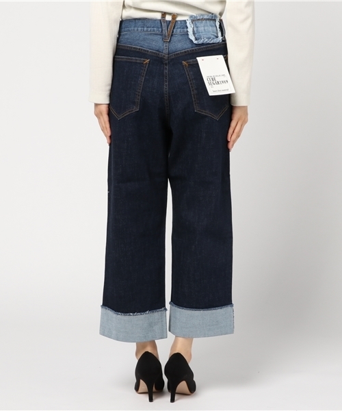 CUBE SUGAR（キューブシュガー）の「11.6ozデニム　裾ダブルストレートパンツ（デニムパンツ・レディース・ネイビー/ブルー・M/S）」の13枚目の写真