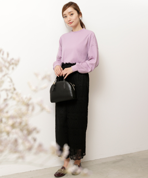 RAY CASSIN（レイカズン）の「袖ボリュームプチハイプル（Tシャツ/カットソー・レディース・ブラック/キャメル/キナリ/ラベンダー・FREE）」の14枚目の写真