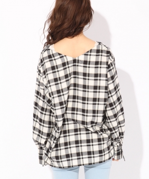 Heather(ヘザー)の「ボリュームソデチェックシャツ 783654(シャツ/ブラウス・レディース・ブラック/ベージュ/ライトピンク・FREE)」の10枚目の写真