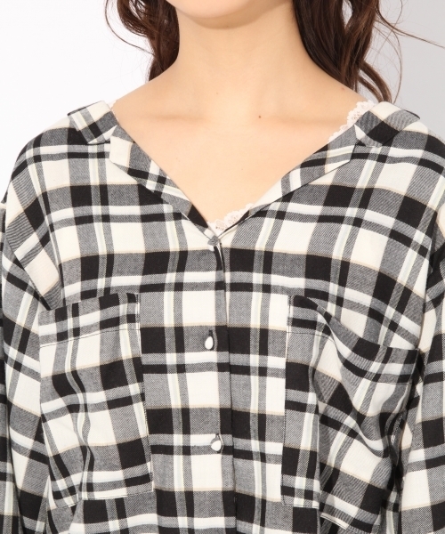 Heather(ヘザー)の「ボリュームソデチェックシャツ 783654(シャツ/ブラウス・レディース・ブラック/ベージュ/ライトピンク・FREE)」の11枚目の写真