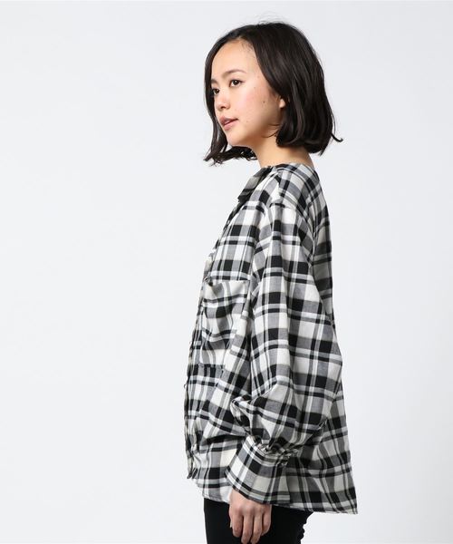 Heather(ヘザー)の「ボリュームソデチェックシャツ 783654(シャツ/ブラウス・レディース・ブラック/ベージュ/ライトピンク・FREE)」の4枚目の写真