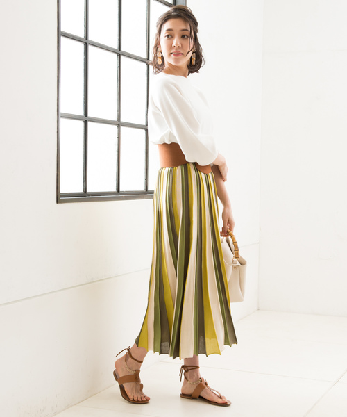 RIVE DROITE（リヴドロワ）の「ボートネック片畦チュニックニット（ニット/セーター・レディース・ホワイト/グリーン/ラベンダー・FREE）」の8枚目の写真