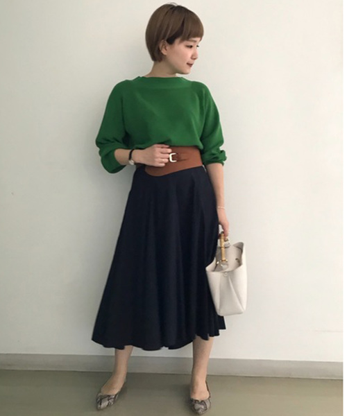 RIVE DROITE（リヴドロワ）の「ボートネック片畦チュニックニット（ニット/セーター・レディース・ホワイト/グリーン/ラベンダー・FREE）」の9枚目の写真