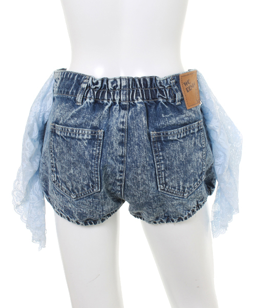 WC(ダブル シー)の「wc/飾りレースデニムショーツ(デニムパンツ・レディース・インディゴブルー/サックスブルー・FREE)」の6枚目の写真