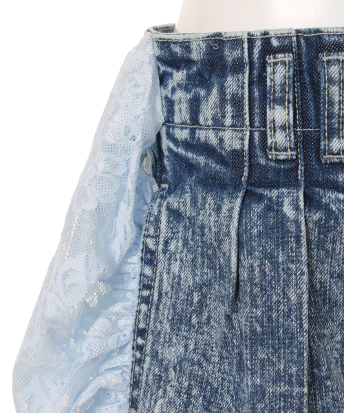 WC(ダブル シー)の「wc/飾りレースデニムショーツ(デニムパンツ・レディース・インディゴブルー/サックスブルー・FREE)」の7枚目の写真