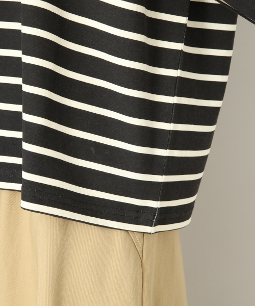 LOWRYS FARM（ローリーズファーム）の「ボーダーＢＩＧＴシャツ　802980（Tシャツ/カットソー・レディース・オフホワイト/ブラック/ベージュ/ブルー/レッド/ブラウン・MEDIUM/LARGE）」の8枚目の写真