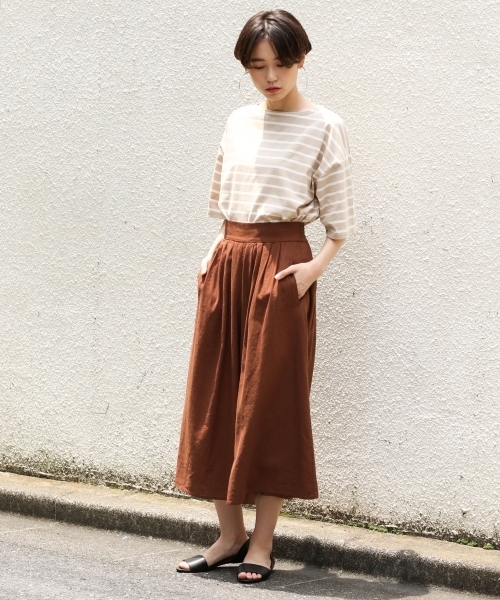 LOWRYS FARM（ローリーズファーム）の「ボーダーＢＩＧＴシャツ　802980（Tシャツ/カットソー・レディース・オフホワイト/ブラック/ベージュ/ブルー/レッド/ブラウン・MEDIUM/LARGE）」の21枚目の写真