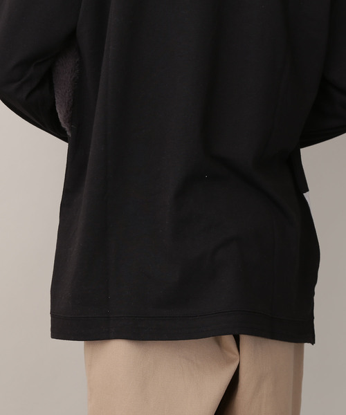 MONO-MART(モノマート)の「切替ファー仕様 ビッグシルエットL/Sカットソー(Tシャツ/カットソー・メンズ・ブラック/カーキ/杢グレー・M/L)」の19枚目の写真