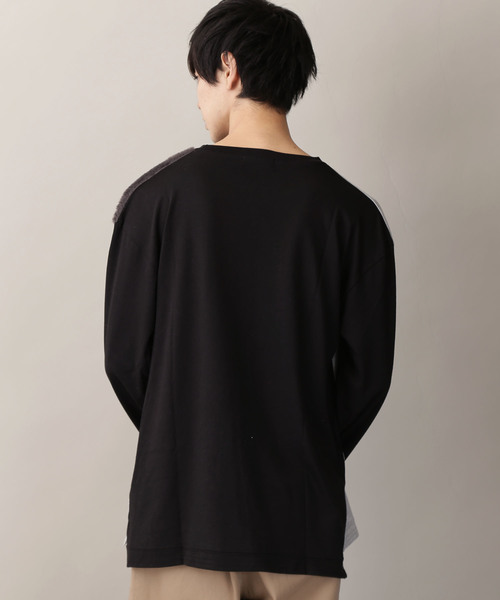 MONO-MART(モノマート)の「切替ファー仕様 ビッグシルエットL/Sカットソー(Tシャツ/カットソー・メンズ・ブラック/カーキ/杢グレー・M/L)」の6枚目の写真