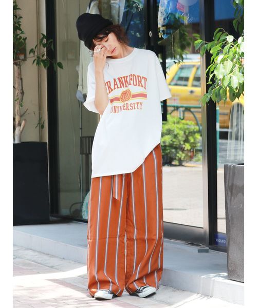 Ungrid(アングリッド)の「ハイウエストストライプパンツ(その他パンツ・レディース・ネイビー/キャメル・SMALL/MEDIUM)」の3枚目の写真