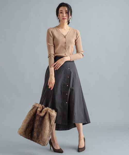 RIVE DROITE(リヴドロワ)の「ドットボタンハギスカート(スカート・レディース・チャコールグレー/ベージュ/キャメル・SMALL/MEDIUM)」の7枚目の写真