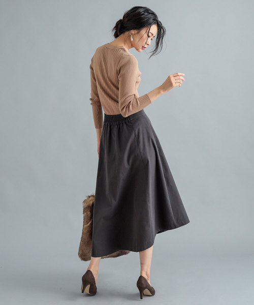 RIVE DROITE(リヴドロワ)の「ドットボタンハギスカート(スカート・レディース・チャコールグレー/ベージュ/キャメル・SMALL/MEDIUM)」の9枚目の写真