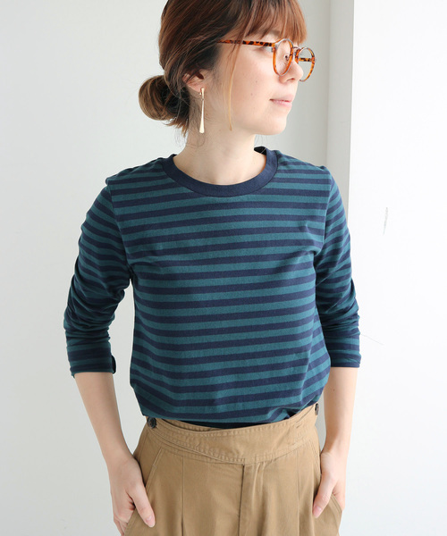 AMERICAN HOLIC（アメリカンホリック）の「ベーシックボーダープルオーバー◯（Tシャツ/カットソー・レディース・チャコールグレー/ネイビー/オフホワイト/カーキ/グリーン/キャメル・M/L）」の4枚目の写真