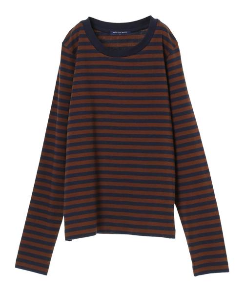 AMERICAN HOLIC（アメリカンホリック）の「ベーシックボーダープルオーバー◯（Tシャツ/カットソー・レディース・チャコールグレー/ネイビー/オフホワイト/カーキ/グリーン/キャメル・M/L）」の9枚目の写真