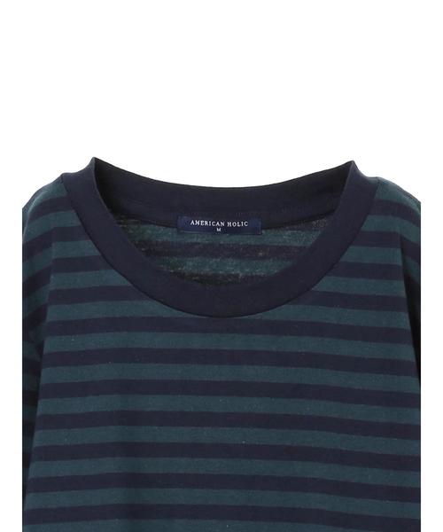 AMERICAN HOLIC（アメリカンホリック）の「ベーシックボーダープルオーバー◯（Tシャツ/カットソー・レディース・チャコールグレー/ネイビー/オフホワイト/カーキ/グリーン/キャメル・M/L）」の17枚目の写真