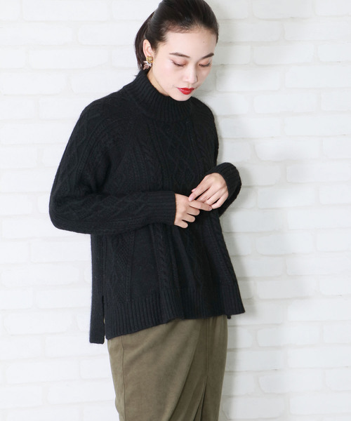 &g'aime(アンジェム)の「ZOZOTOWN限定【&g'aime】アンゴラフレアケーブルニット(ニット/セーター・レディース・ブラック/ベージュ/グレー/グリーン/アイボリー/ロイヤルブルー・FREE)」の21枚目の写真