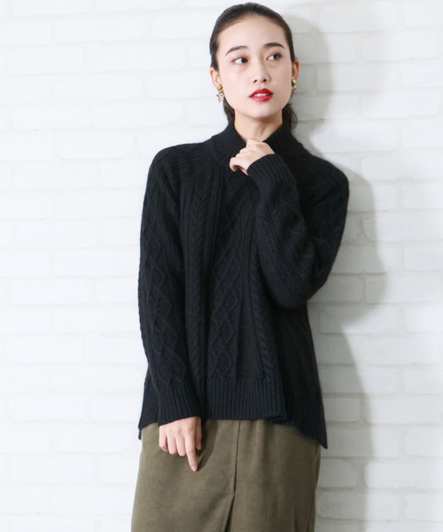&g'aime(アンジェム)の「ZOZOTOWN限定【&g'aime】アンゴラフレアケーブルニット(ニット/セーター・レディース・ブラック/ベージュ/グレー/グリーン/アイボリー/ロイヤルブルー・FREE)」の18枚目の写真