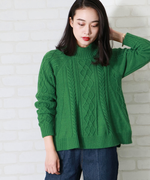 &g'aime(アンジェム)の「ZOZOTOWN限定【&g'aime】アンゴラフレアケーブルニット(ニット/セーター・レディース・ブラック/ベージュ/グレー/グリーン/アイボリー/ロイヤルブルー・FREE)」の22枚目の写真