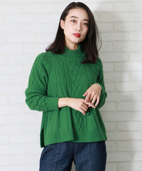 &g'aime(アンジェム)の「ZOZOTOWN限定【&g'aime】アンゴラフレアケーブルニット(ニット/セーター・レディース・ブラック/ベージュ/グレー/グリーン/アイボリー/ロイヤルブルー・FREE)」の19枚目の写真