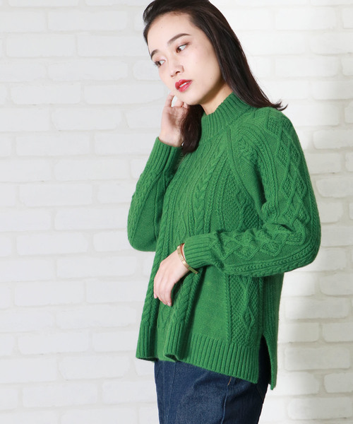 &g'aime(アンジェム)の「ZOZOTOWN限定【&g'aime】アンゴラフレアケーブルニット(ニット/セーター・レディース・ブラック/ベージュ/グレー/グリーン/アイボリー/ロイヤルブルー・FREE)」の16枚目の写真